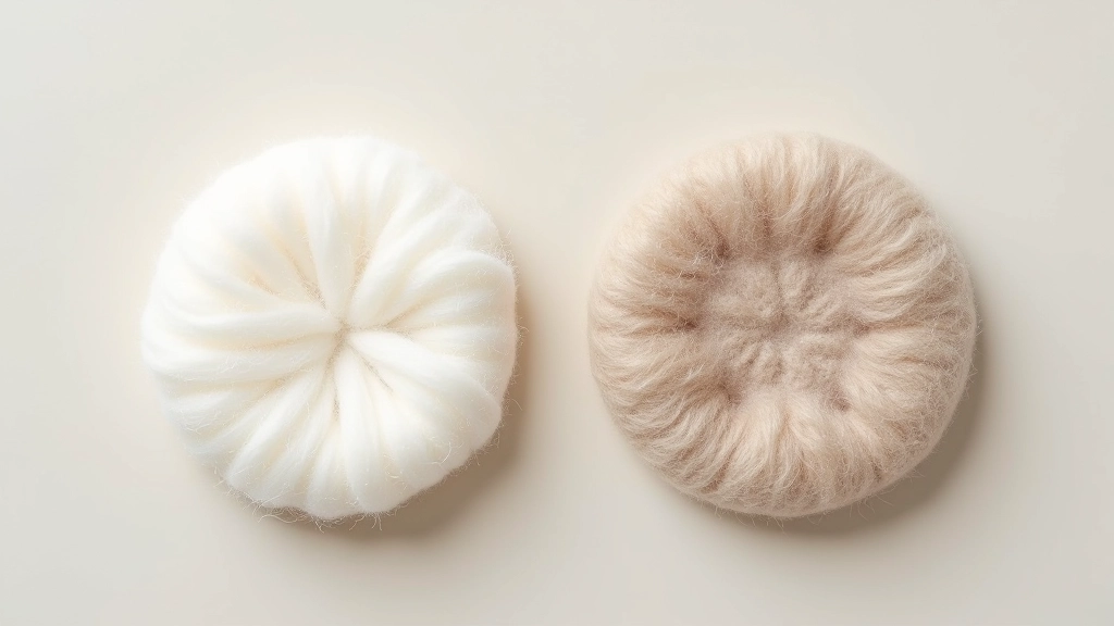 Side-by-side comparison of felted samples made from merino and corriedale wool showing texture and felting density differences